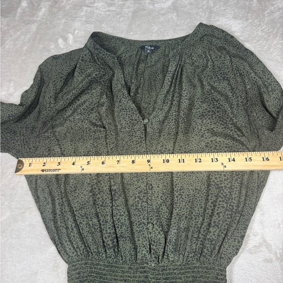 Rails Jasmine Olive Speckled Tiered Button Front Mini Boho Green Dress Size XS - Picture 8 of 16